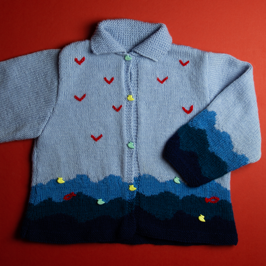 HANDMADE CARDIGAN SEA MOTIF 3Y